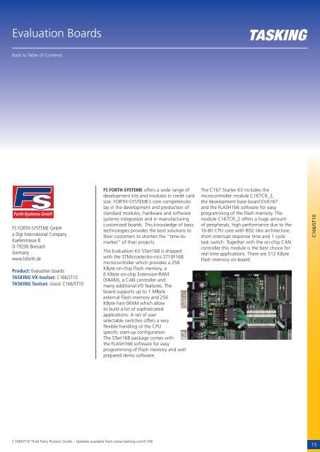 Third Party Product Guide for C166/ST10 - Tasking