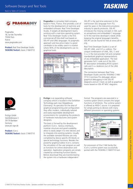 Third Party Product Guide for C166/ST10 - Tasking