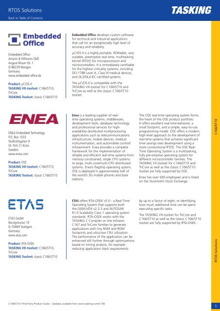 Third Party Product Guide for C166/ST10 - Tasking