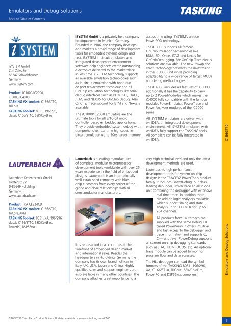 Third Party Product Guide for C166/ST10 - Tasking