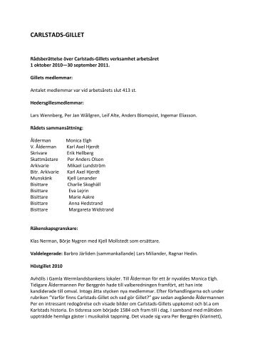 RÃ¥dsberÃ¤ttelse 2011 - Carlstads-Gillet