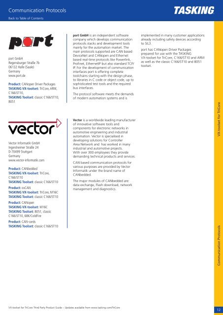 Third Party Product Guide VX-toolset for TriCore - Tasking