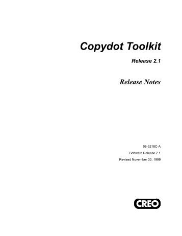 Copydot Toolkit 2.1 Release Notes - Kodak