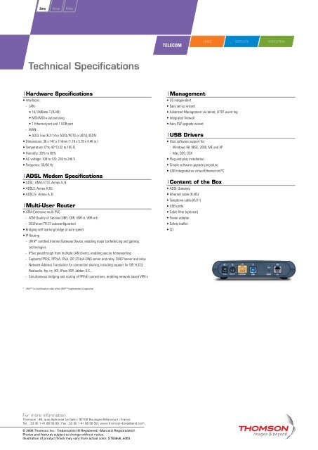 THOMSON ST536(i)v6 - Multi-User ADSL2+ Gateway - Clix