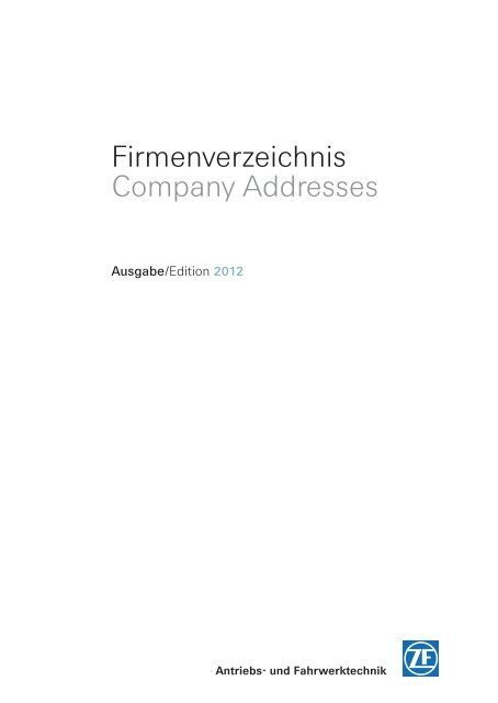 Company Addresses (PDF, 312 KB) - Ci-Portal - ZF Friedrichshafen ...