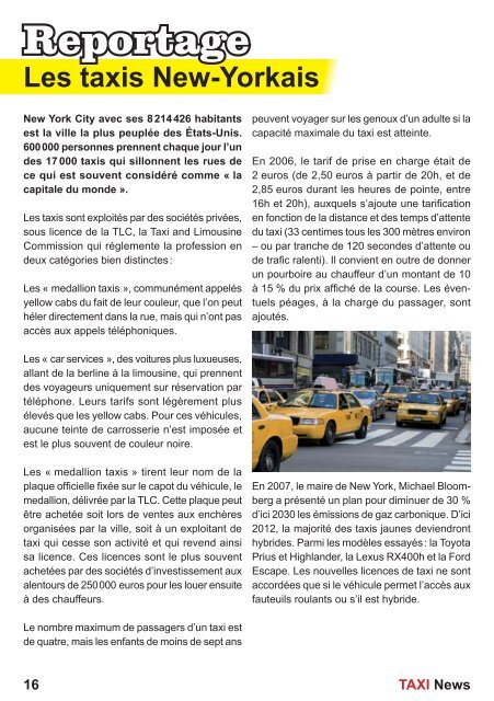 TAXI New-Yorkais - TAXI News