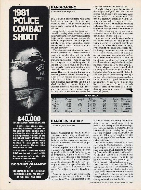 American Handgunner March/April 1981