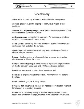 Vocabulary - College of Marine Science