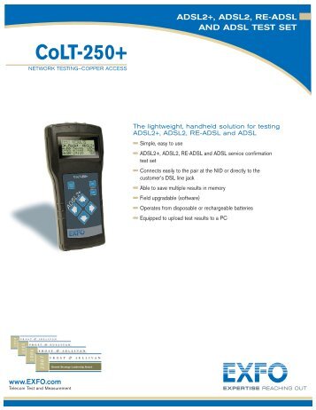 Colt-250+ ADSL2+, ADSL2, RE-ADSL AND ADSL TEST SET - EXFO