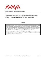 Application notes for Colt Communication System with Avaya ...
