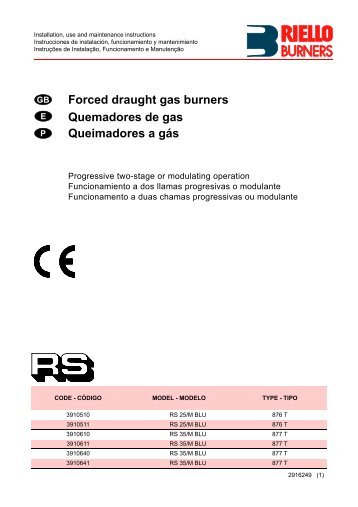 Forced draught gas burners Quemadores de gas ... - Riello Burners