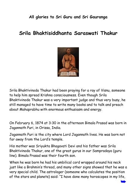 Srila Bhaktisiddhanta Saraswati Thakur - Sri Chaitanya Saraswat Math