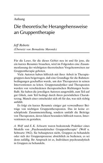 Die theoretische Herangehensweise an Gruppentherapie