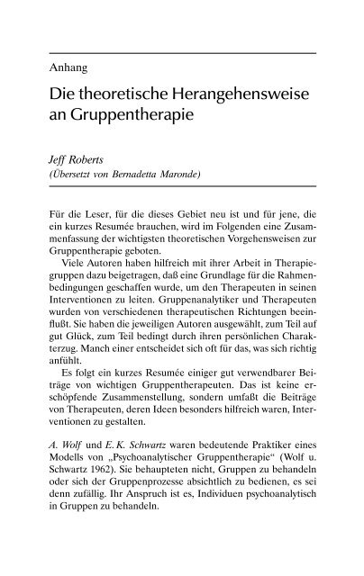 Die theoretische Herangehensweise an Gruppentherapie