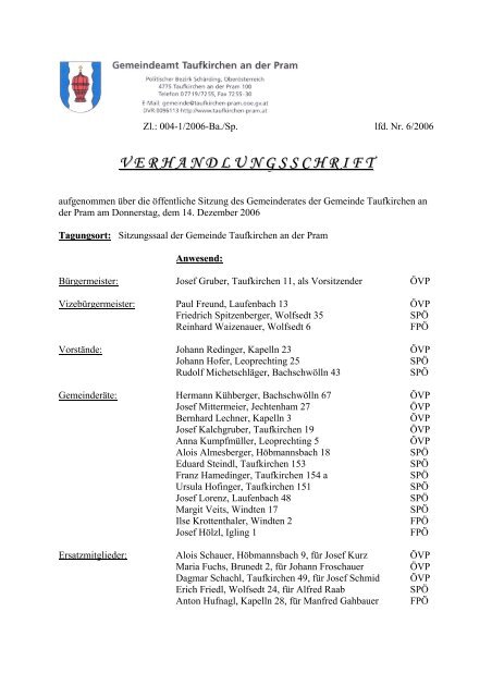 Gemeinderatssitzung vom 14.12.2006 (596 KB) - .PDF