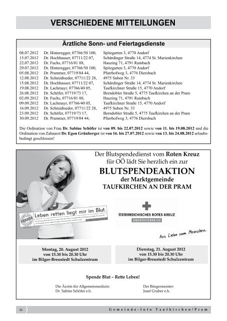 verschiedene informationen - Taufkirchen an der Pram