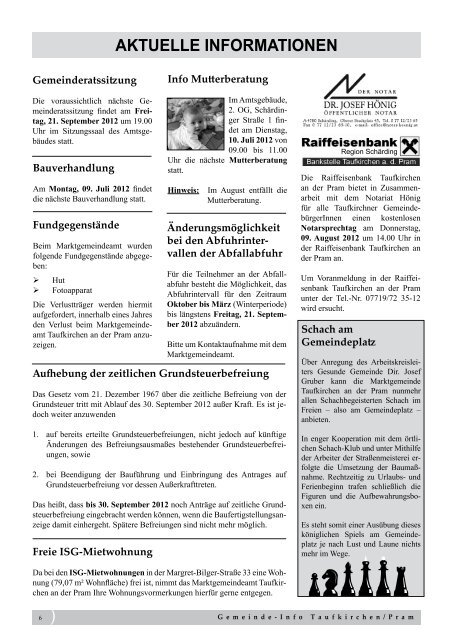 verschiedene informationen - Taufkirchen an der Pram