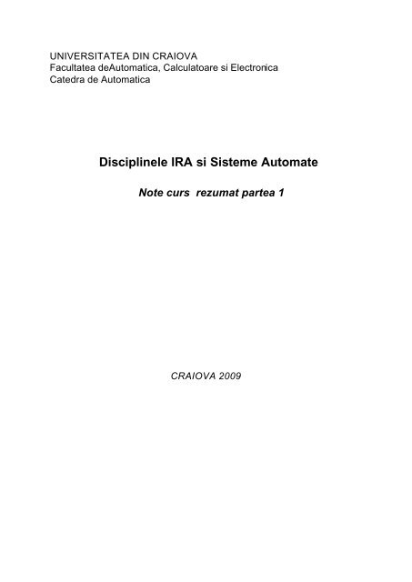 Lectii curs IRA SA rezumat 1.pdf - Catedra de Automatica Craiova