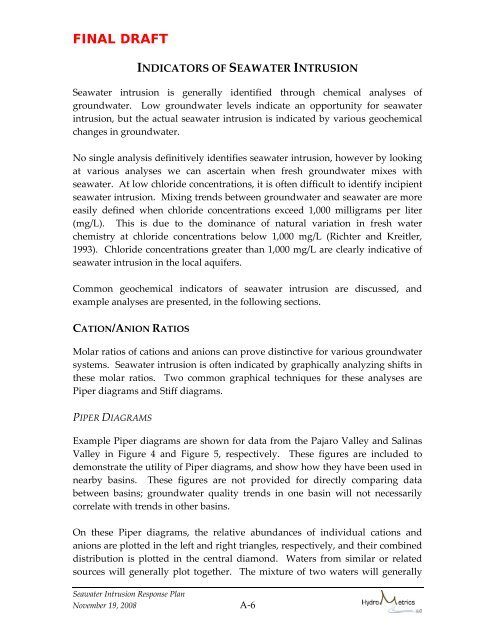 indicators of seawater intrusion - Seasidebasinwatermaster.org