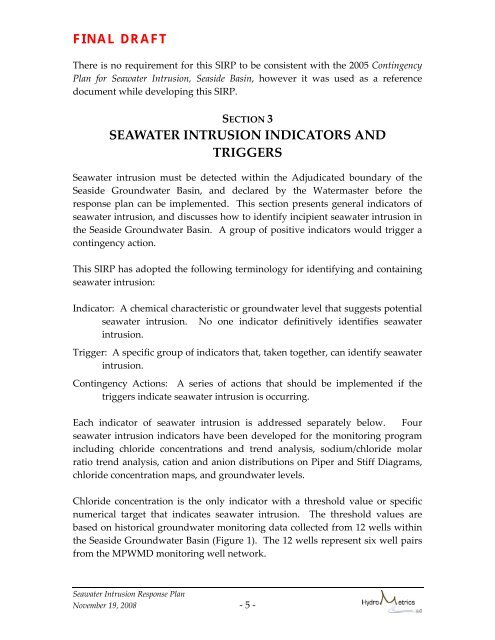 indicators of seawater intrusion - Seasidebasinwatermaster.org