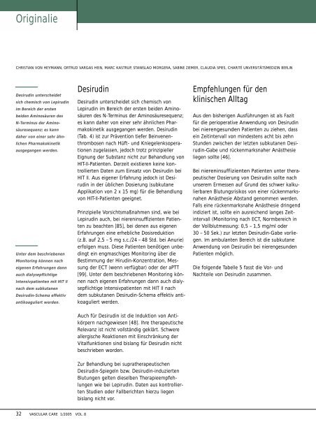 HIT Typ II in der operativen Medizin ... - Vascularcare.de