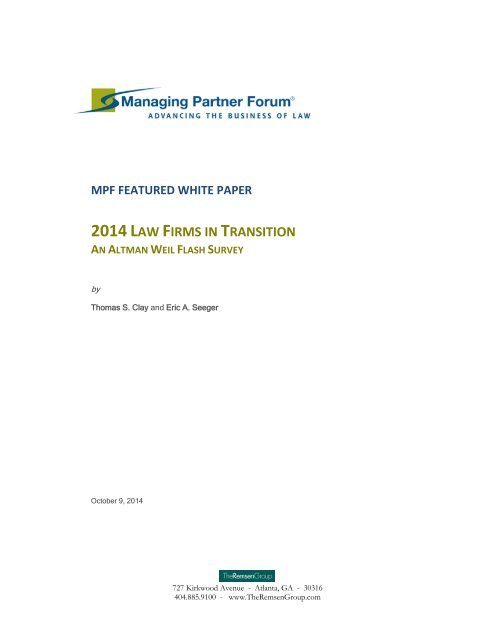 MPF WHITE PAPER - AW 2014 Law Firms in Transition - 10-21-14