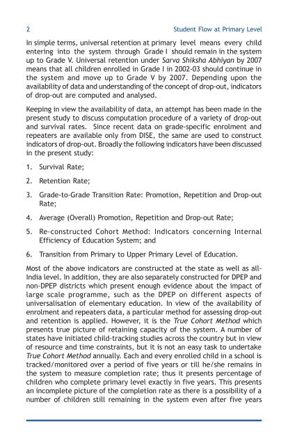 Student Flow at Primary Level - DISE