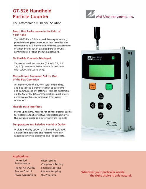 GT-526 Handheld Particle Counter - Met One Instruments