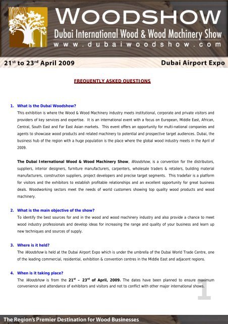 FREQUENTLY ASKED QUESTIONS - Dubai Woodshow