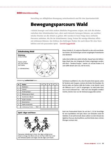 Bewegungsparcours Wald - schulpraxis