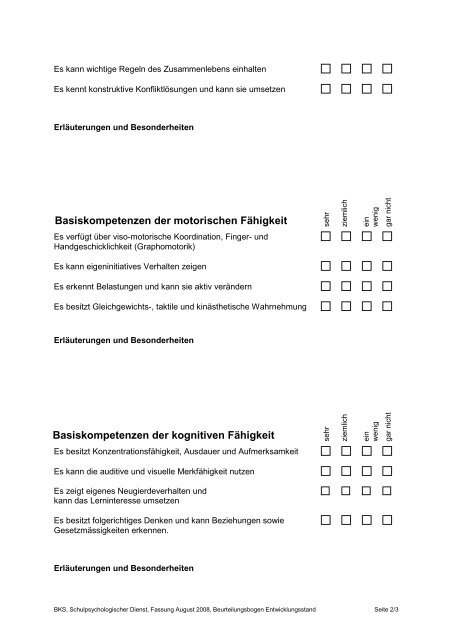 SPD Beurteilungsbogen Kindergarten