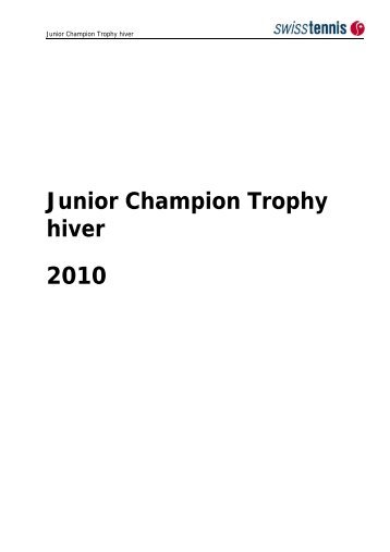 Junior Champion Trophy hiver - Swiss Tennis