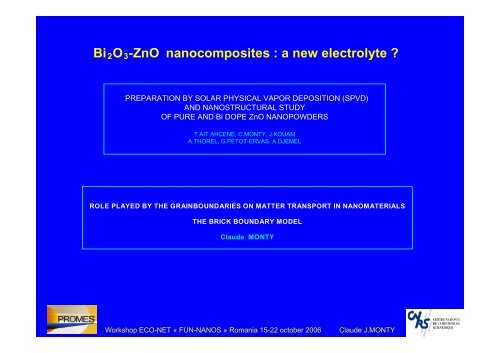 Bi2O3-ZnO nanocomposites : a new electrolyte ? - IMNR