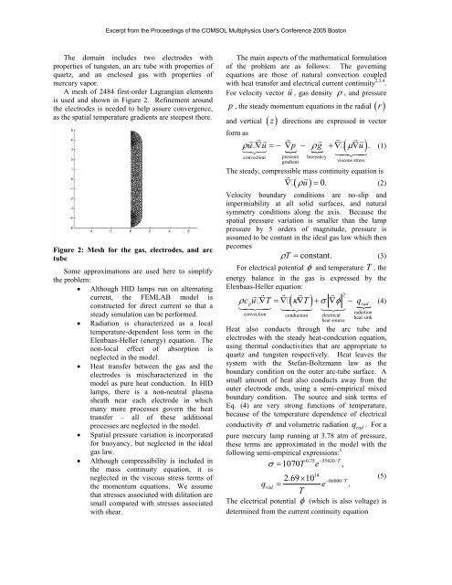 Simulation of heat and momentum flow in a quartz mercury ... - Comsol