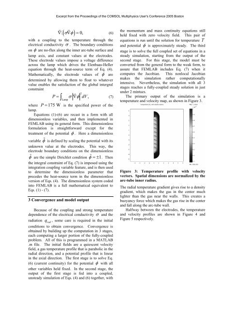 Simulation of heat and momentum flow in a quartz mercury ... - Comsol