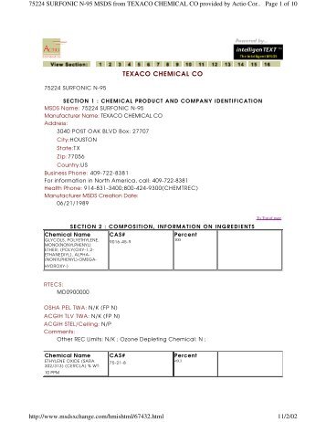 75224 SURFONIC N-95 MSDS from TEXACO CHEMICAL CO ...