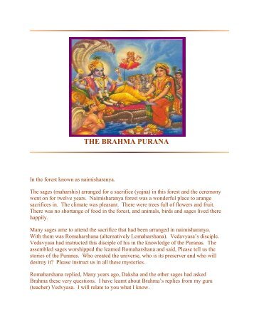 THE BRAHMA PURANA - Vedic Yagya Center