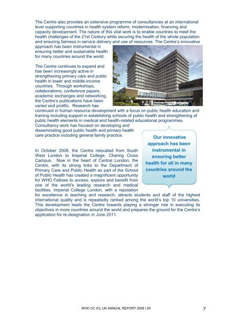 2009 Annual Report - Imperial College Faculty of Medicine ...