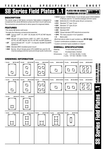 SB Series Field Plates 1.1 SB Series Field Plates 1.1 - Jands