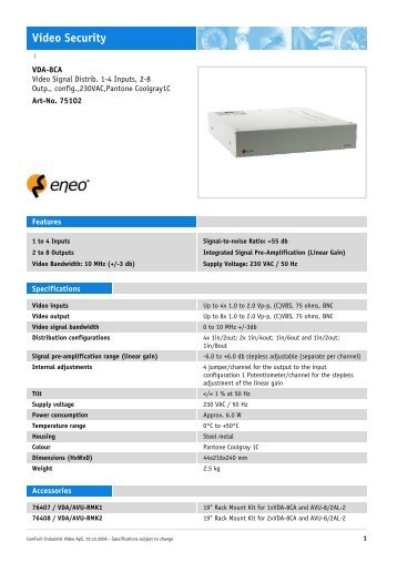 Eneo VDA-8CA - CamTech Industriel Video