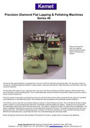 Kemet 48 diamond lapping machine open face datasheet