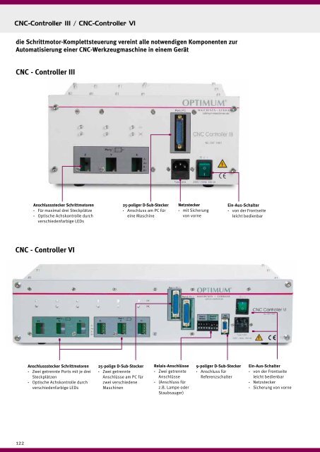 CNC - Controller III CNC - Controller VI - Optimum Maschinen