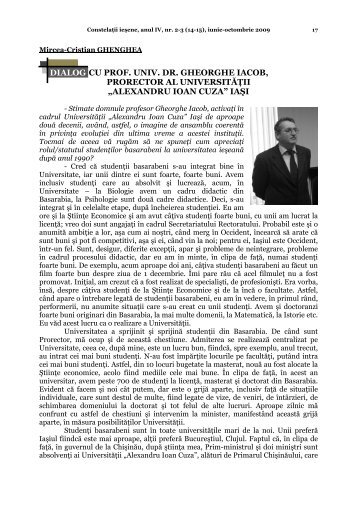 CU PROF. UNIV. DR. GHEORGHE IACOB, PRORECTOR AL ...