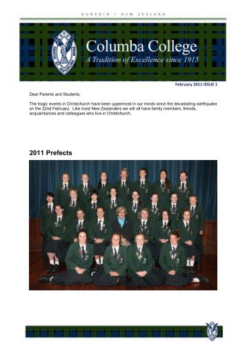 2011 Prefects - Columba College