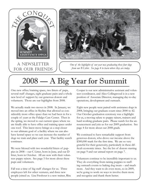 2008 â€” A Big Year for Summit - Summit Assistance Dogs