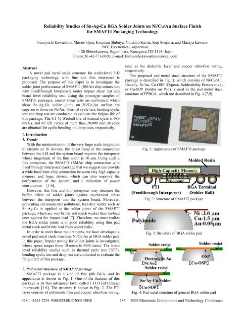 Reliability Studies of SnAgCu BGA Solder Joints on Ni/Cu/Au ...