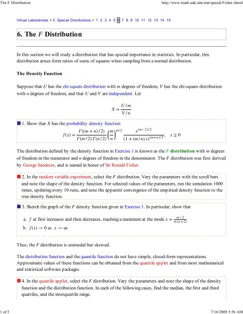 6. The F Distribution