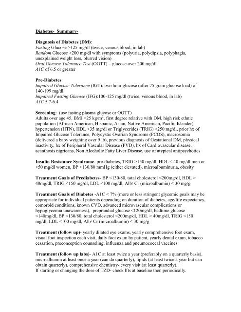 Diabetes Summary Brooke Army Medical Center