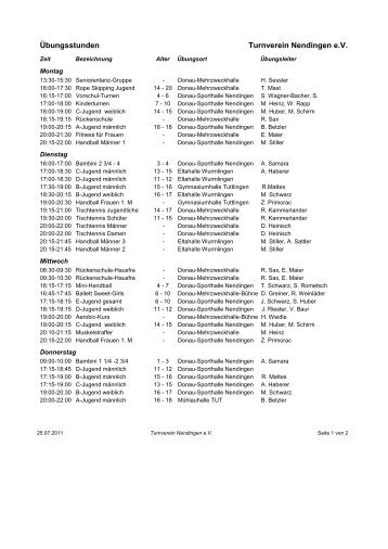 Trainingszeiten (PDF) - TV Nendingen