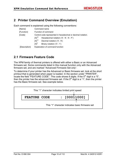 Emulation Command Set Reference Manual - Hengstler GmbH